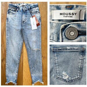 MOUSSY VINTAGE VERNA SKINNY JEANS WOMEN’S sz 26 High Rise Frayed Hem NWT